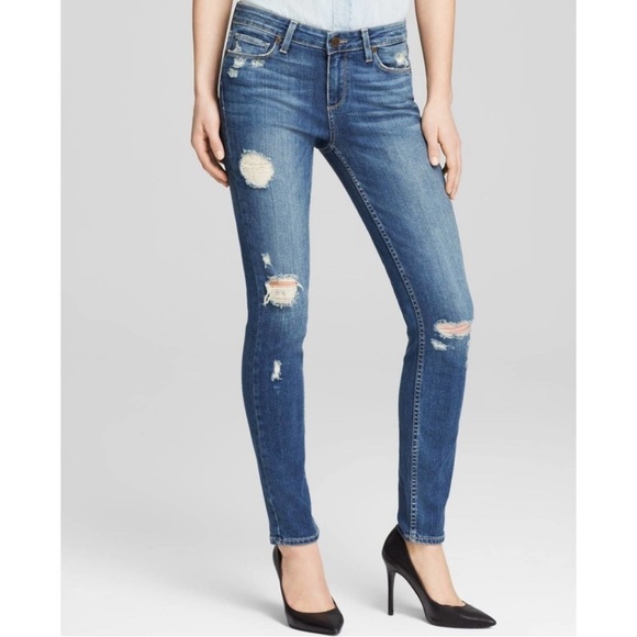 Paige Verdugo Ultra Skinny Jeans Danica Destructed Medium Wash Women's Size 27 - Picture 1 of 7